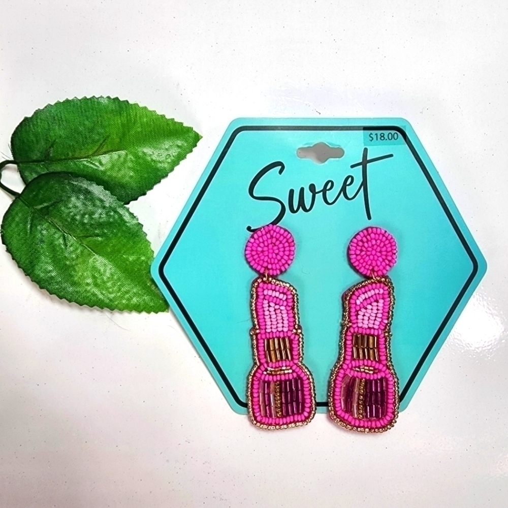 SWEET Beaded Lipstick Earrings